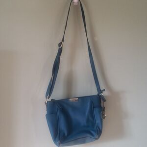 Liz Claiborne Blue Leather Crossbody Purse | Classic Everyday Bag